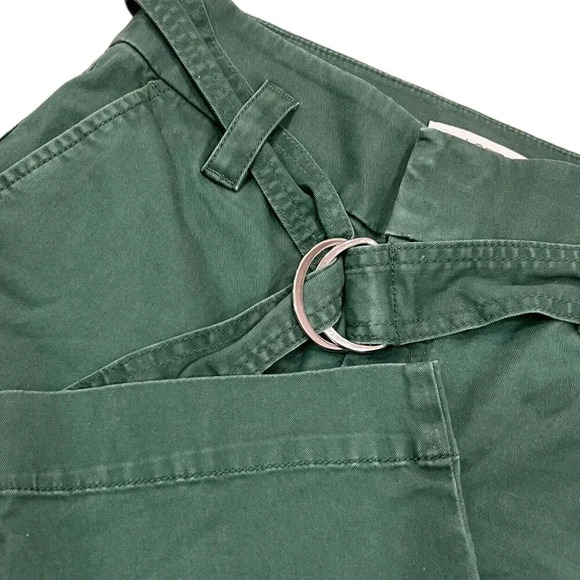 LOFT Green Belted Straight Leg Pants in Twill 4P - Picture 3 of 5